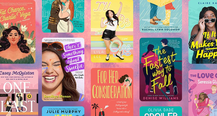 Collage of book covers of 21 of the best plus-size romance